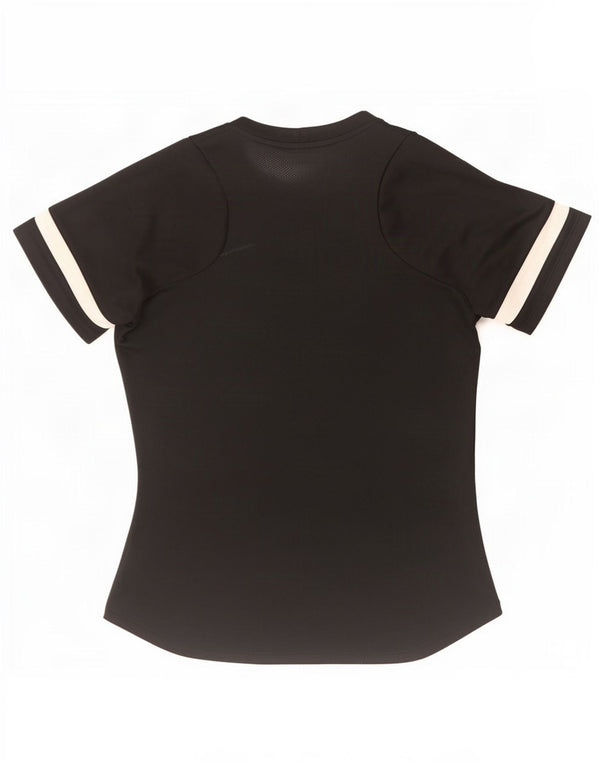 Camiseta feminina Nike Dri Fit Top UK 10 pequena preta colorblock poliéster
