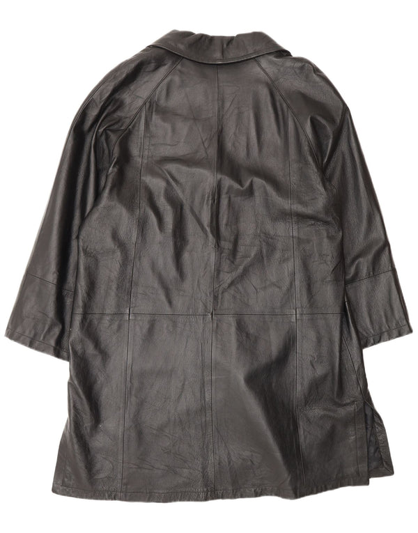 Casaco de couro superdimensionado feminino vintage IT 50 XL couro preto