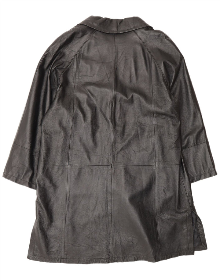 Casaco de couro superdimensionado feminino vintage IT 50 XL couro preto