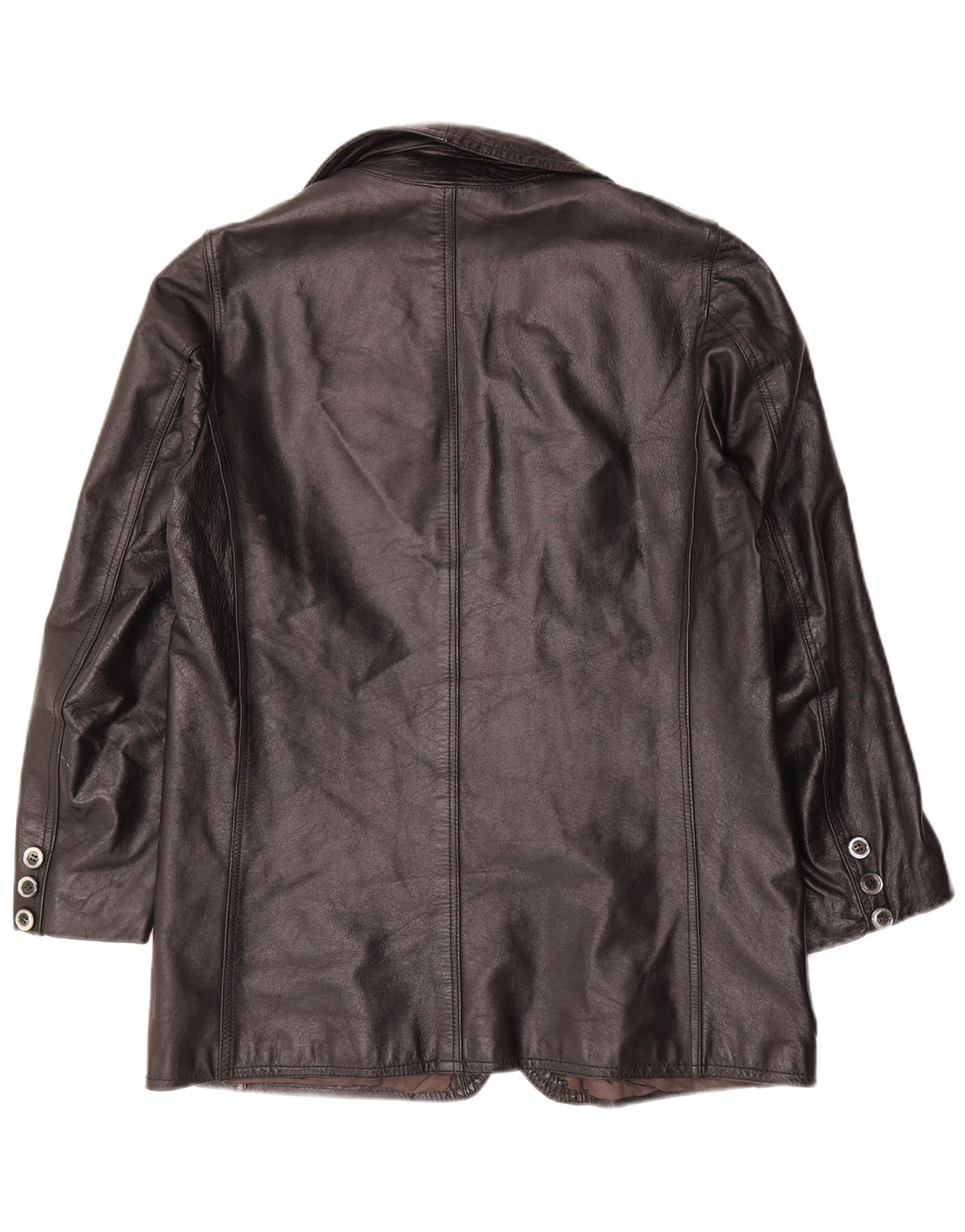 Jaqueta blazer feminina vintage de couro com 2 botões Reino Unido 14 grande preta