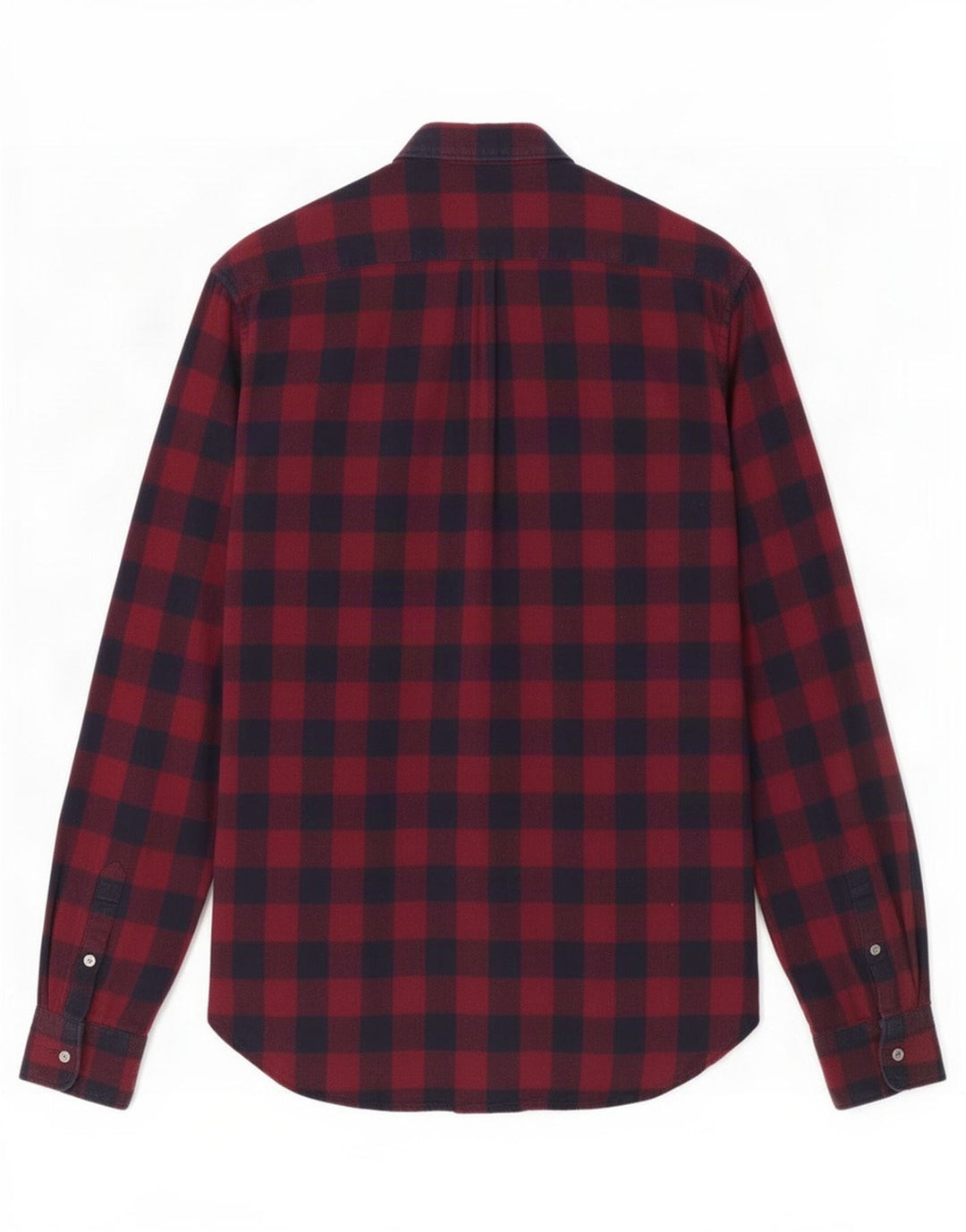 Camisa masculina de flanela French Connection pequeno algodão xadrez Borgonha
