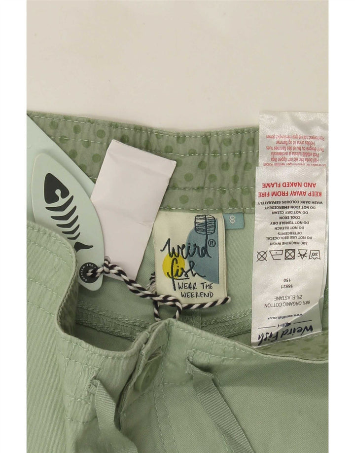 Shorts cargo feminino Weird Fish UK 8 pequeno W32 algodão verde