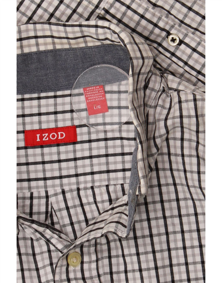 Camisa masculina Izod grande algodão xadrez branco
