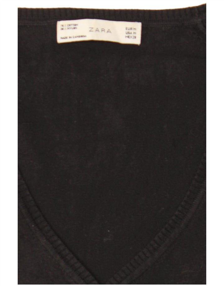 Suéter cardigã feminino Zara Reino Unido 12 algodão preto médio