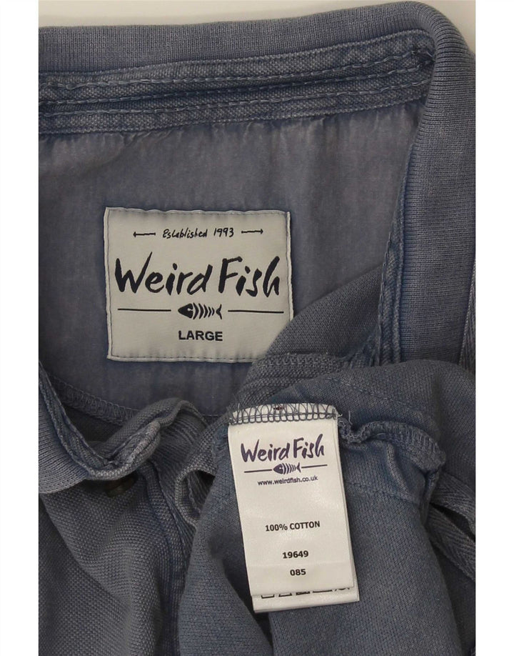 Camisa polo masculina Weird Fish grande algodão azul