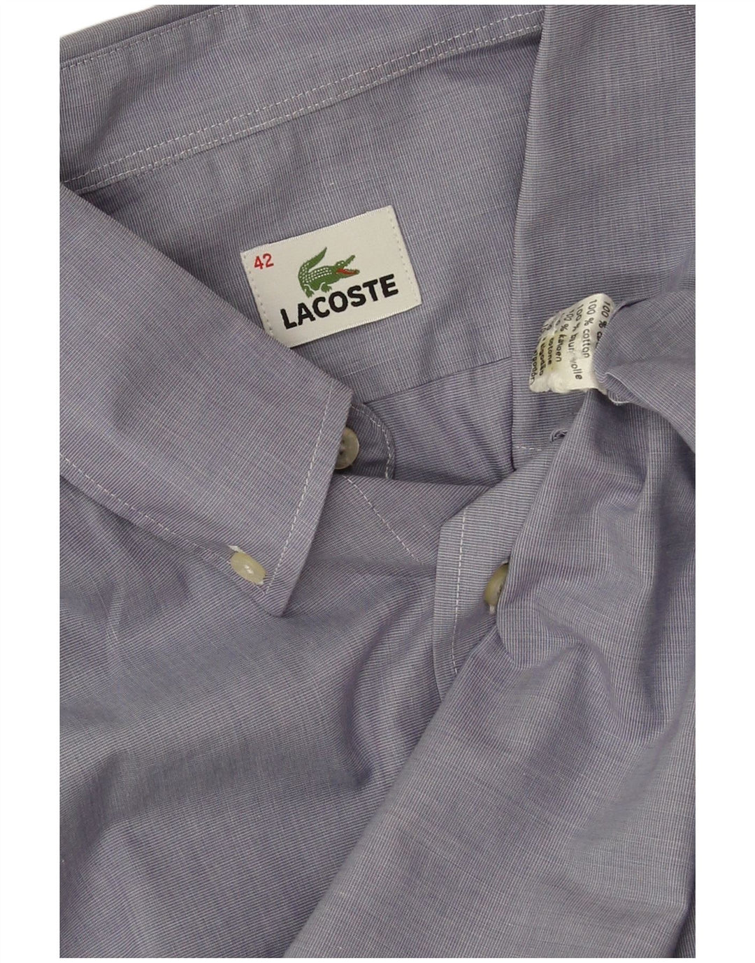 Lacoste Camisa masculina de manga curta tamanho 42 grande algodão azul