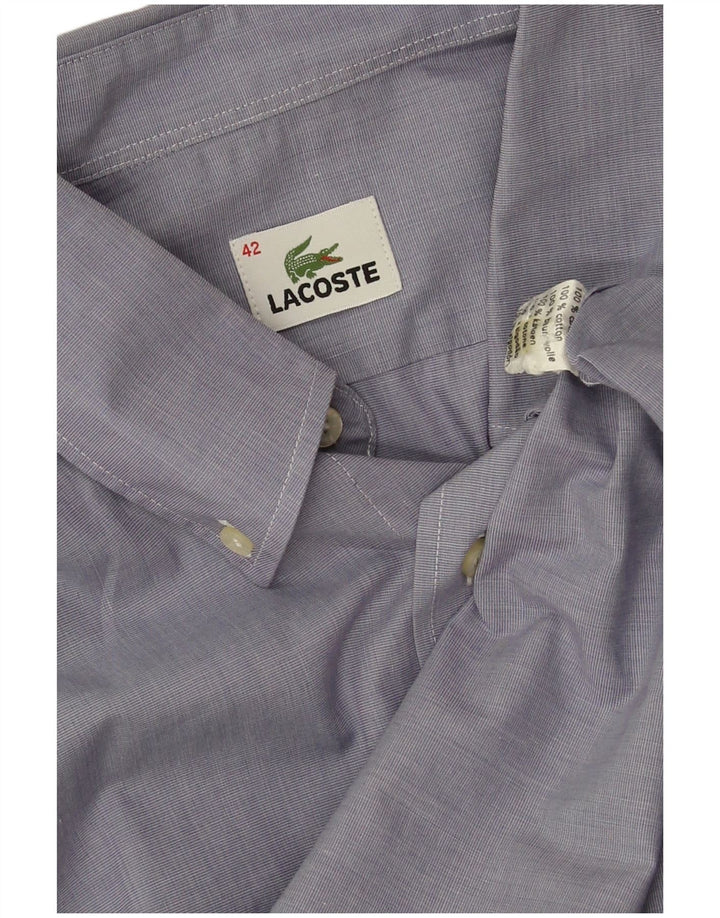 Lacoste Camisa masculina de manga curta tamanho 42 grande algodão azul