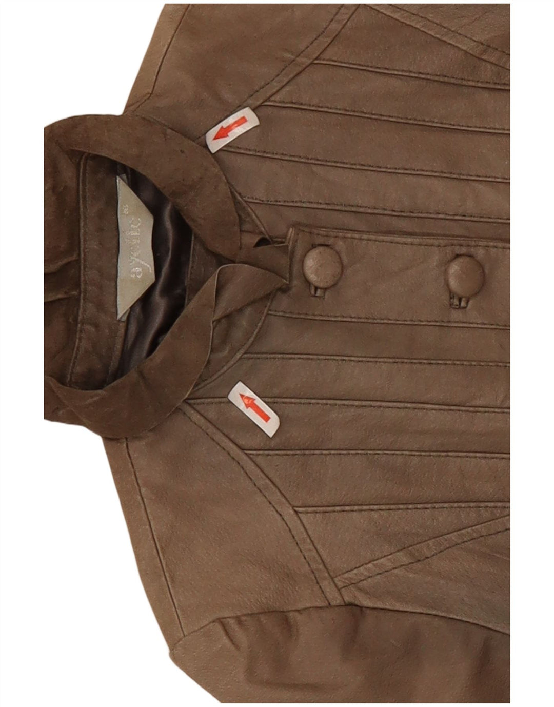 Jaqueta de couro vintage feminina UK 10 pequena bege