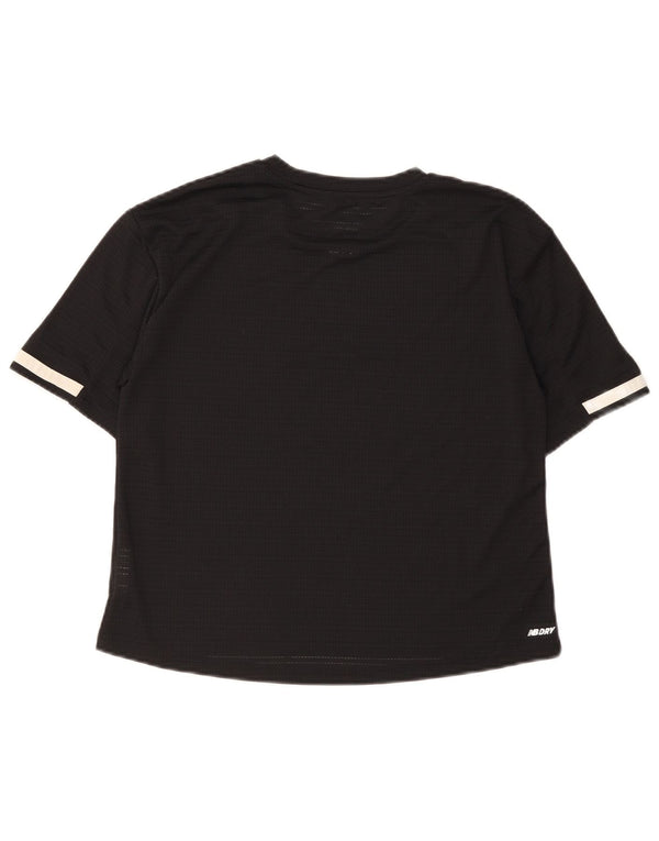 Camiseta feminina New Balance UK 10 pequena preta colorblock poliéster