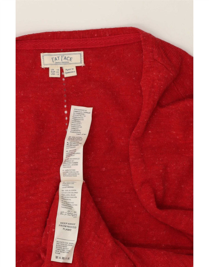 Camisola aberta do cardigan das mulheres gordas da cara algodão vermelho grande Reino Unido 16