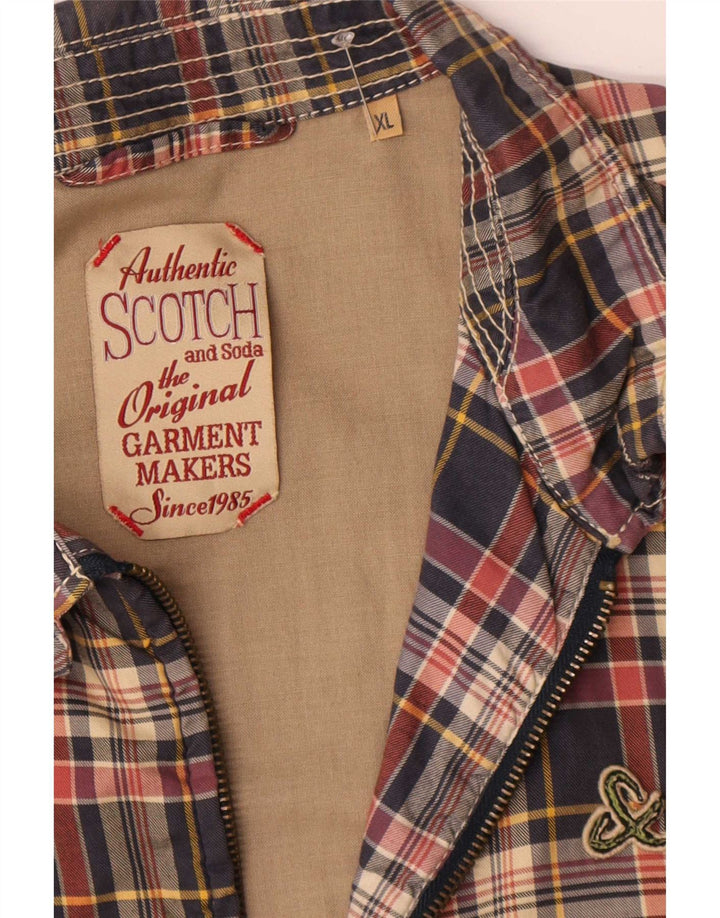 Jaqueta bomber masculina Scotch & Soda UK 42 XL poliéster xadrez azul