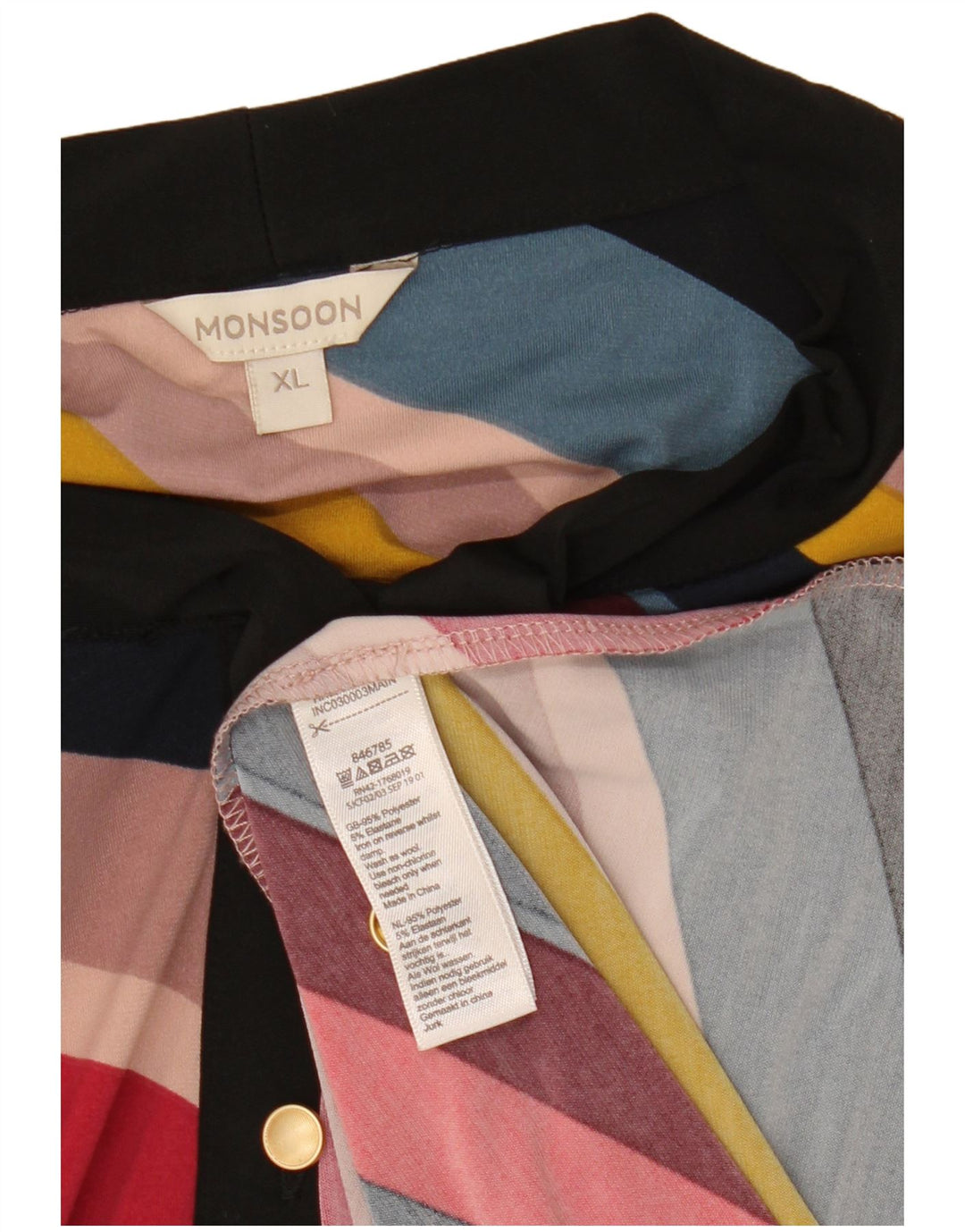 MONSOON Vestido maxi feminino com gravata frontal UK 18 XL listrado multicolorido