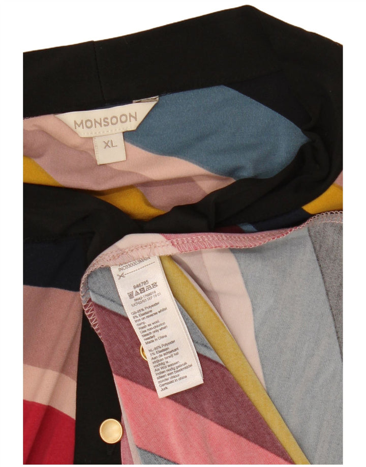 MONSOON Vestido maxi feminino com gravata frontal UK 18 XL listrado multicolorido