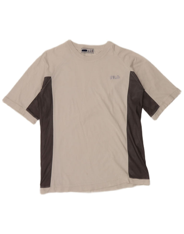 FILA Boys T-Shirt Top 13-14 Years White Colourblock Cotton