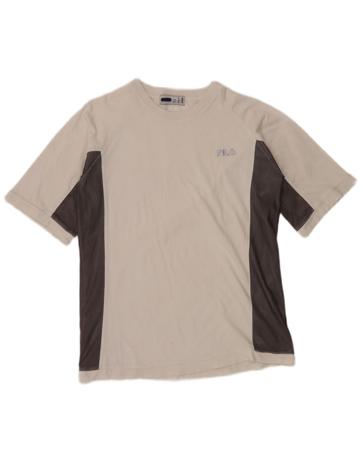 Camiseta masculina FILA 13-14 anos branco algodão colorblock