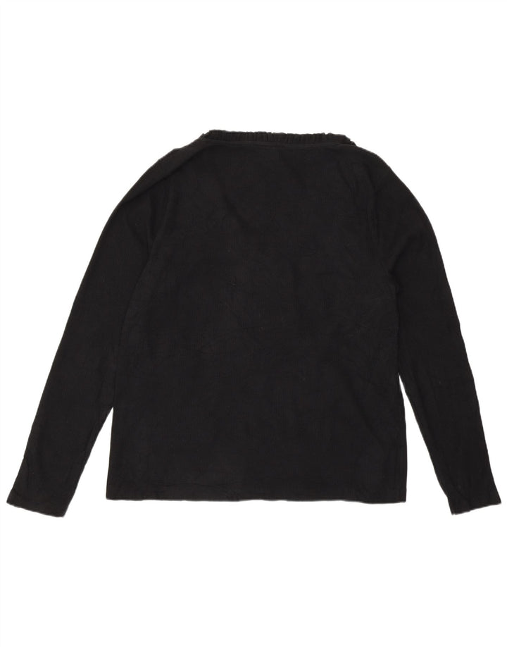 J. CREW Top feminino manga comprida UK 16 grande preto