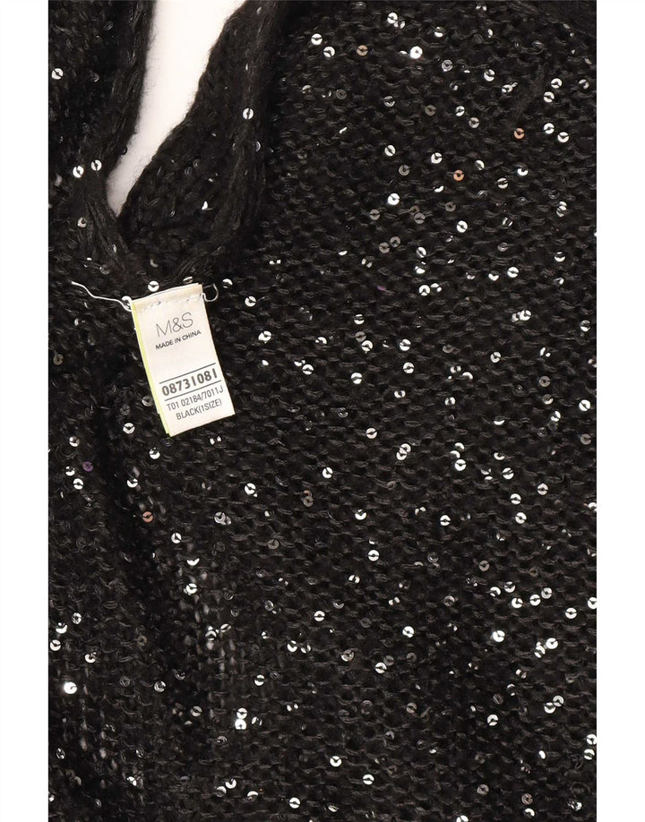 Suéter poncho feminino Marks & Spencer tamanho único acrílico manchado preto