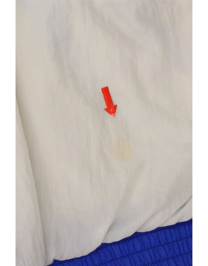 Jaqueta de agasalho feminino vintage UK 14 bloco colorido branco médio