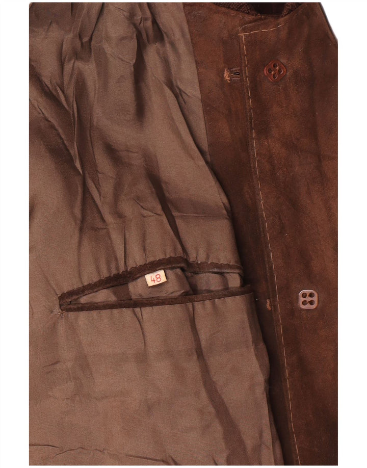 Jaqueta bomber masculina vintage de camurça IT 48 marrom médio