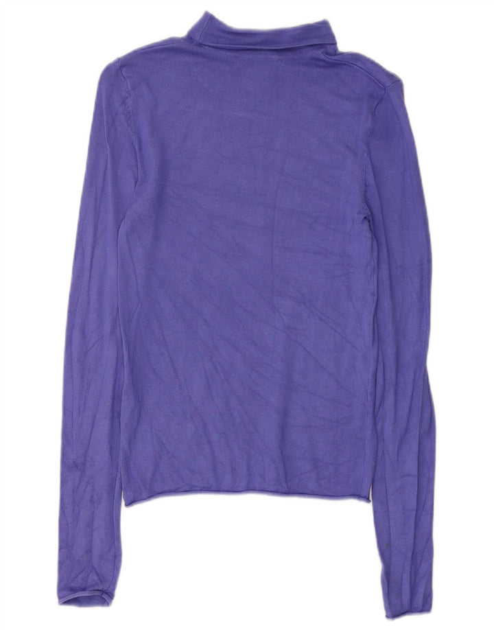 Top feminino Zara de manga comprida UK 8 pequeno roxo viscose