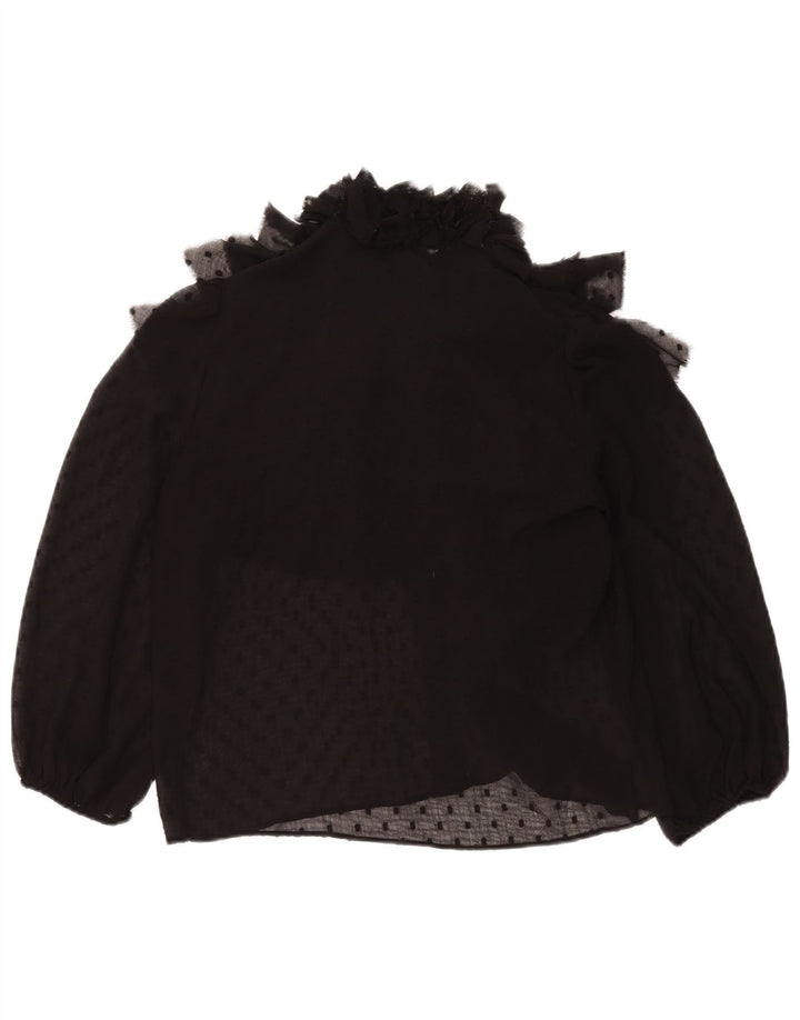 Zara blusa feminina oversized top UK 10 pequena preta manchada