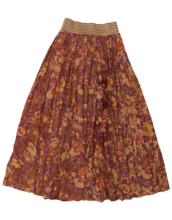Saia feminina vintage midi plissada W24 XS floral multicolorido