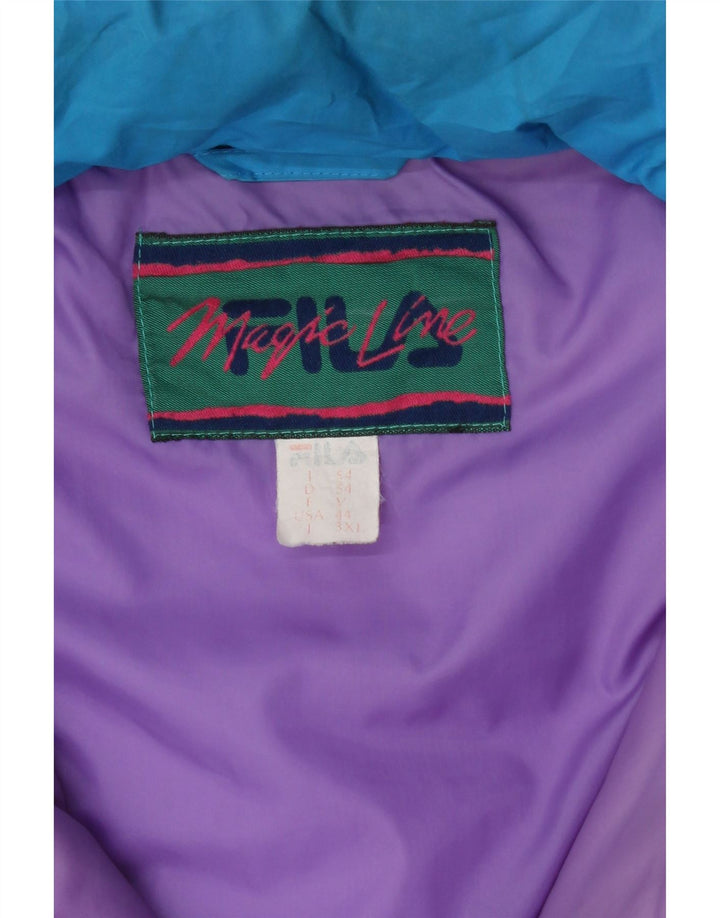 FILA Mens Hooded Windbreaker Jacket IT 54 2XL Blue Colourblock