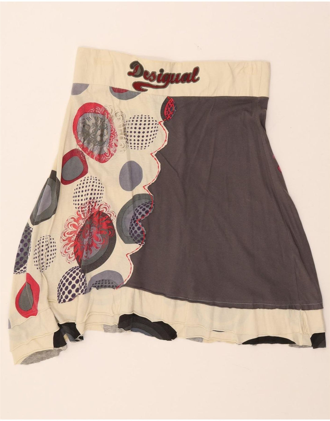 DESIGUAL Saia feminina gráfica assimétrica XL W32 floral multicolorido