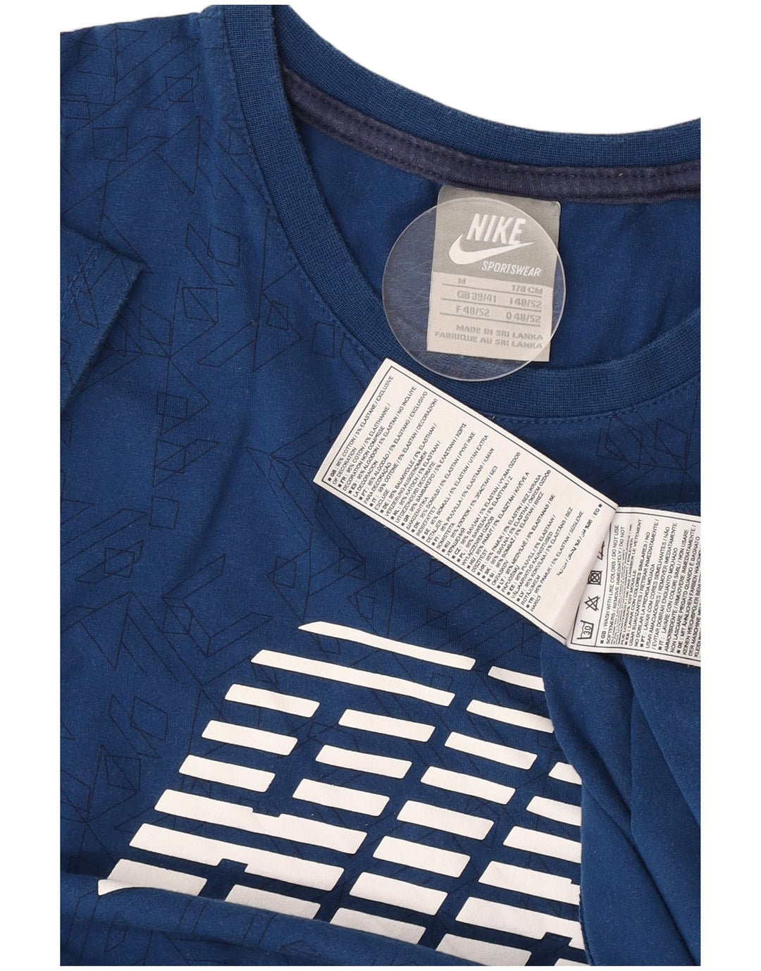 Camiseta masculina Nike Air Graphic Top de algodão geométrico azul médio
