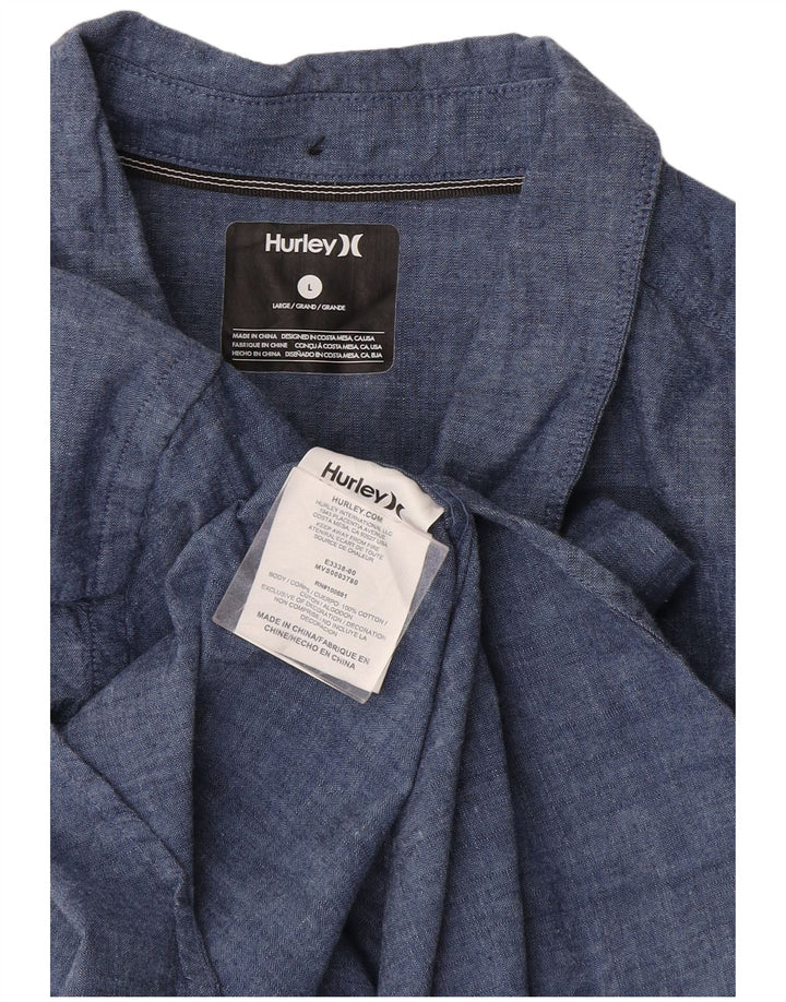 Camisa masculina de manga curta Hurley grande algodão azul