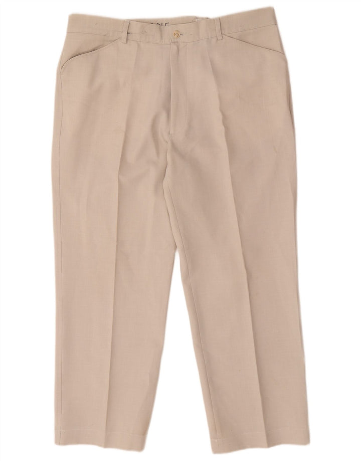 Calça casual reta masculina Farah W38 L26 poliéster bege