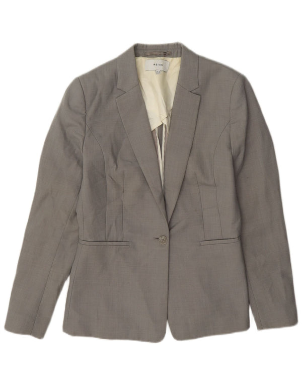 Jaqueta blazer feminina Reiss com 1 botão Reino Unido 10 pequena lã cinza