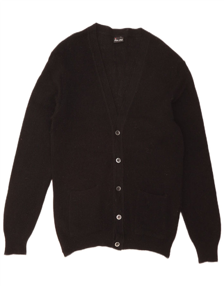Suéter cardigã masculino vintage pequeno acrílico preto