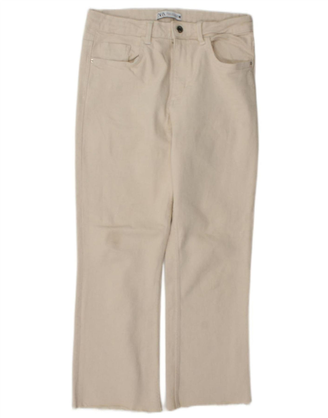 Calça jeans reta feminina Zara EU 40 médio W30 L26 algodão bege