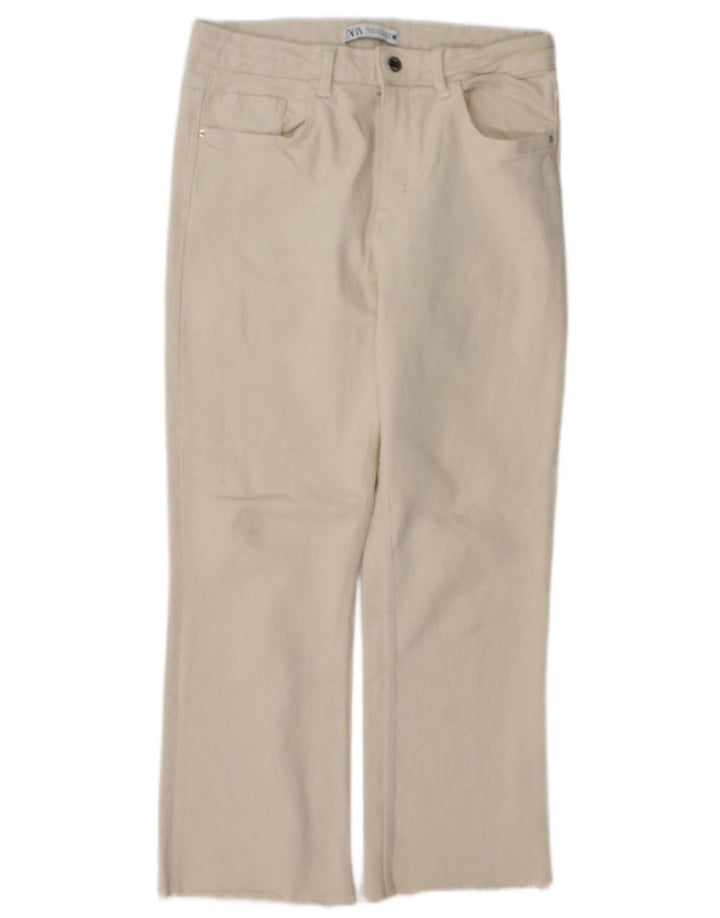 Calça jeans reta feminina Zara EU 40 médio W30 L26 algodão bege