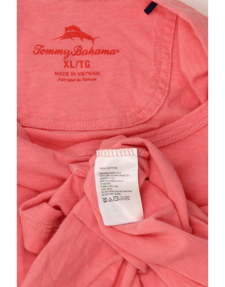 TOMMY BAHAMA Mens T-Shirt Top XL Pink Cotton Vintage Tommy Bahama and Second-Hand Tommy Bahama from Messina Hembry 