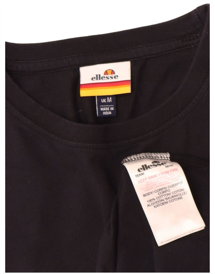 Ellesse Camiseta masculina gráfica Top médio algodão preto