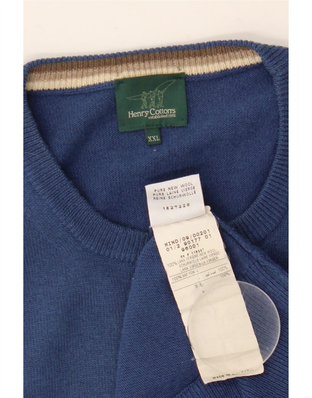 Suéter masculino Henry Cottons com gola redonda 2XL lã azul