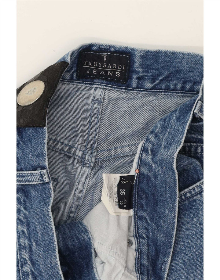 Trussardi Mens Tapered Jeans W33 L32 Azul Algodão