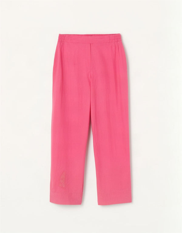 Zara Calça feminina reta casual grande W30 L30 linho rosa