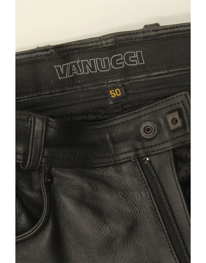 Calça casual reta masculina Vanucci IT 50 grande W34 L31 couro preto