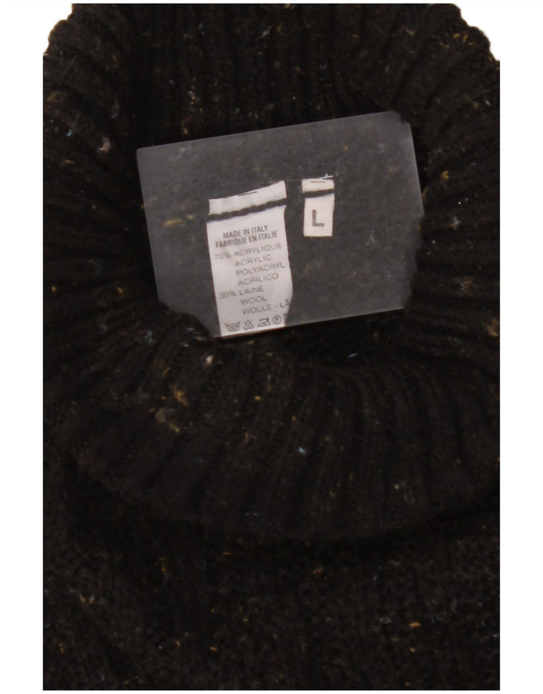 Suéter masculino VINTAGE com gola redonda, grande acrílico manchado preto