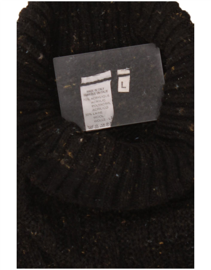 Suéter masculino VINTAGE com gola redonda, grande acrílico manchado preto