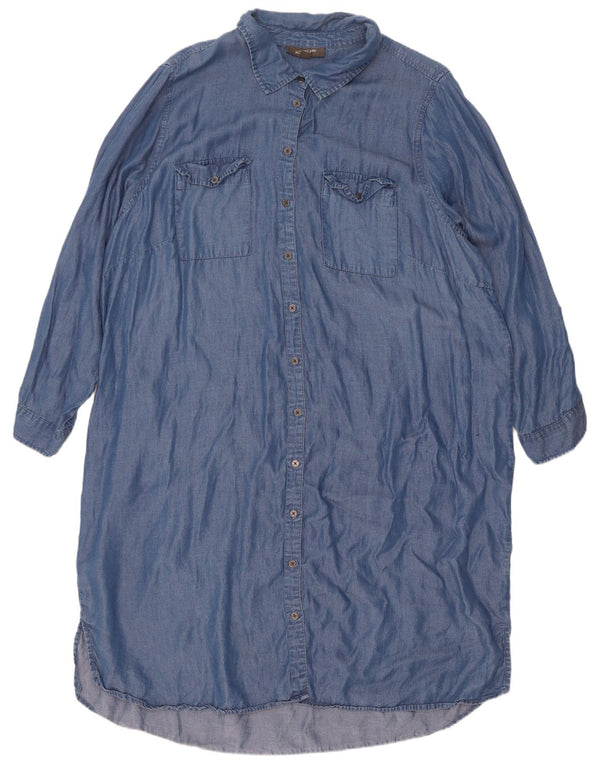Vestido camisa feminino de manga comprida Marks & Spencer Autograph UK 20 2XL azul