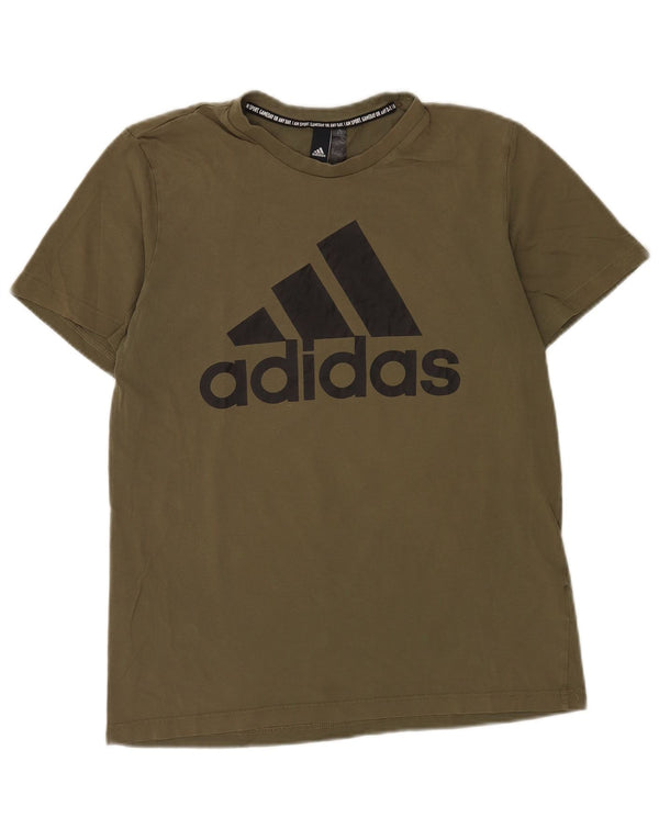 Adidas Mens Graphic T-Shirt Top Médio Algodão Cáqui