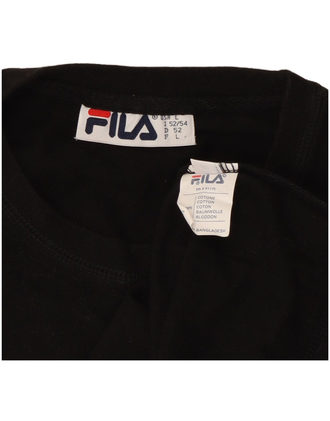 Fila Mens Graphic T-Shirt Top Grande Algodão Preto