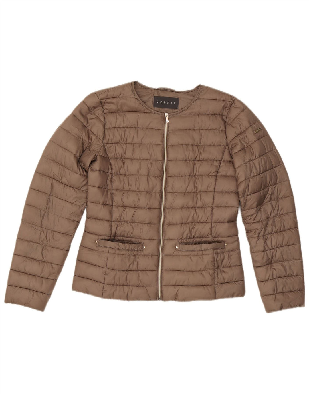 Jaqueta acolchoada de grandes dimensões Esprit para mulher UK 6 XS poliéster marrom