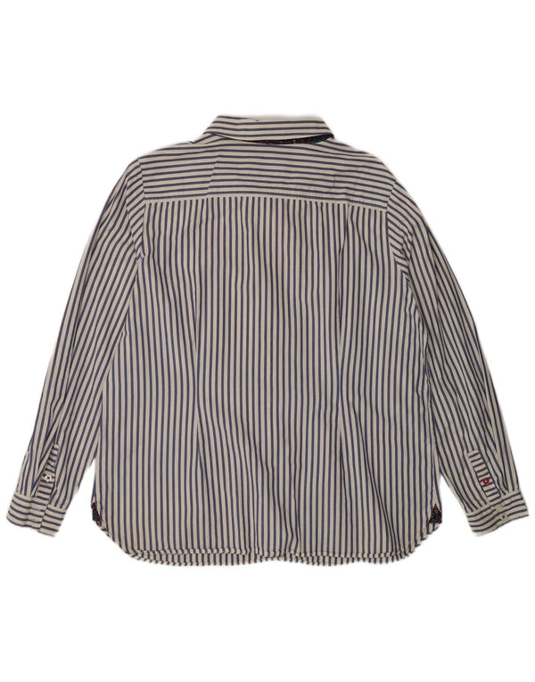 Camisa feminina Joules UK 18 XL algodão listrado azul