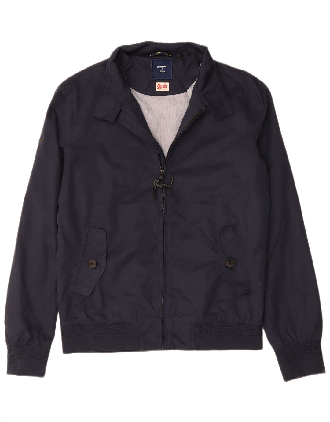 Superdry Mens Bomber Jacket UK 36 Pequeno Algodão Azul Marinho