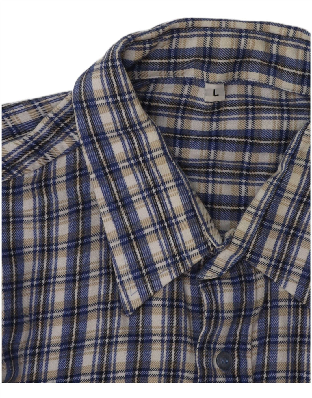 Camisa masculina de flanela VINTAGE grande xadrez azul